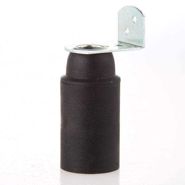 E14 Thermoplast-Lampenfassung schwarz ohne Außengewinde mit Metall-Winkel