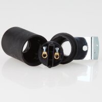 E14 Thermoplast-Lampenfassung schwarz ohne Außengewinde mit Metall-Winkel