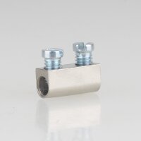 Stahlseil-Halter / Drahtseilhalter – Lüsterklemmeneinsatz 5×10 mm, vernickelt, mit Schrauben