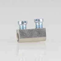 Stahlseil-Halter / Drahtseilhalter – Lüsterklemmeneinsatz 5×10 mm, vernickelt, mit Schrauben
