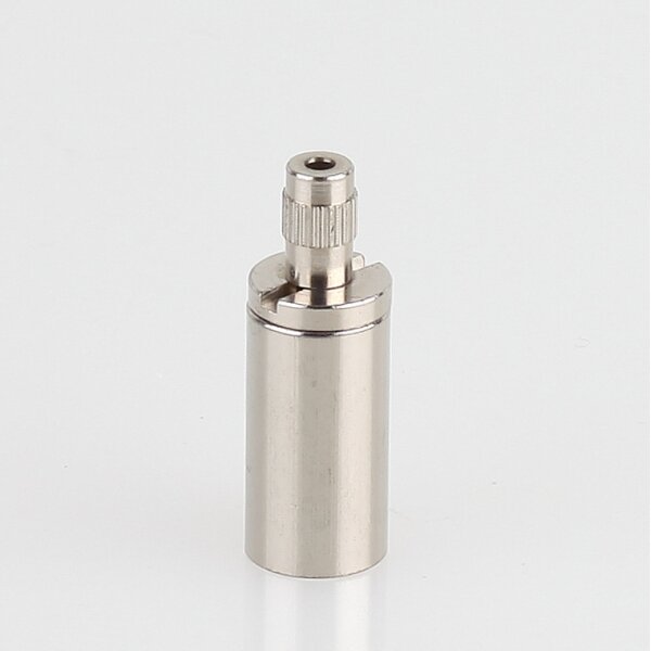 M8x1 mm Innengewinde Messing Seilstopper 2-teilig mit Befestigungsschlitz und Sicherungskappe, vernickelt, Ø 10 mm