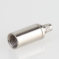 M8x1 mm Innengewinde Messing Seilstopper 2-teilig mit Befestigungsschlitz und Sicherungskappe, vernickelt, Ø 10 mm