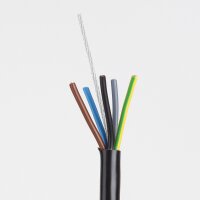 PVC-Schlauchleitung Lampenkabel 5-adrig 5x0,75 mm² schwarz mit integriertem Stahlseil - Meterware