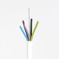 PVC-Schlauchleitung Lampenkabel 5-adrig 5x0,75 mm² weiß mit integriertem Stahlseil - Meterware
