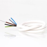 PVC-Schlauchleitung Lampenkabel 5-adrig 5x0,75 mm² weiß mit integriertem Stahlseil - Meterware