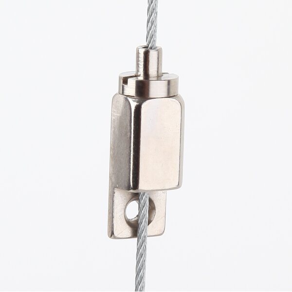 Messing Seilstopper 4-Kant 9x9x25 mm mit seitlicher Befestigungsbohrung 3 mm, vernickelt