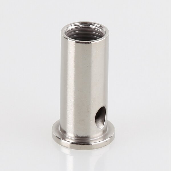 M10x1 Innengewinde Messing Deckenhalter zylindrisch mit seitlichem Ausgang 4 mm, vernickelt, 16x29 mm