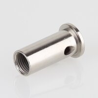 M10x1 Innengewinde Messing Deckenhalter zylindrisch mit seitlichem Ausgang 4 mm, vernickelt, 16x29 mm