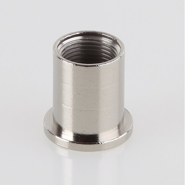 M13x1 Innengewinde Messing Deckenhalter zylindrisch mit 6,2 mm Befestigungsbohrung, vernickelt, Ø 16 mm