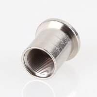 M13x1 Innengewinde Messing Deckenhalter zylindrisch mit 6,2 mm Befestigungsbohrung, vernickelt, Ø 16 mm