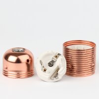 E27 Metall-Lampenfassung verkupfert mit Außengewinde und Erdungspol M10x1 IG