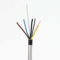 Textilkabel silber 5-adrig 5x0,75 mm² mit Stahlseil...