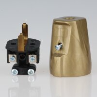 Schutzkontakt-Kupplung gold – 250V/16A – mit Schraubkontakten und Zugentlastung