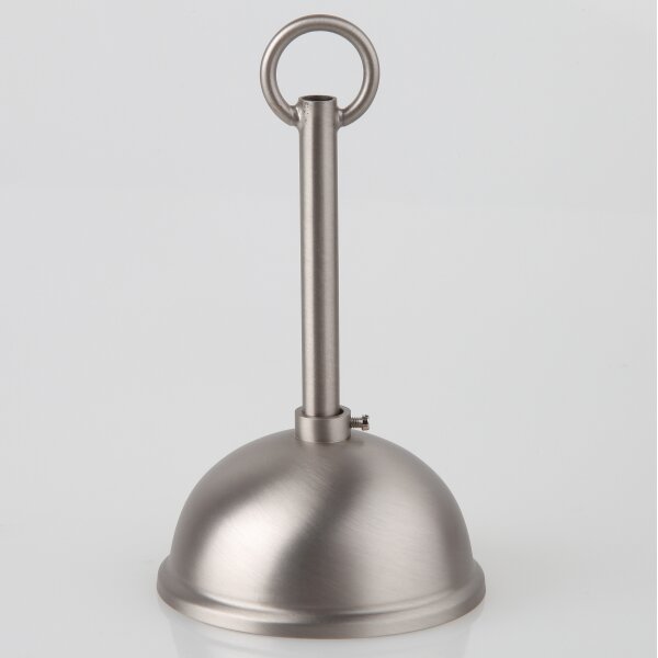 Lampen Baldachin Metall edelstahloptik 80x39 mm Kugelform mit Pendelrohr und Leuchtenaufhänger