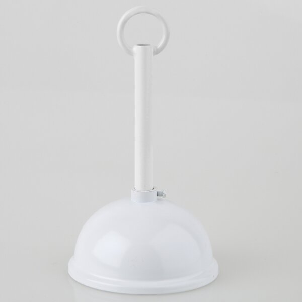 Lampen Baldachin Metall weiß lackiert 80x39 mm Kugelform mit Pendelrohr und Leuchtenaufhänger