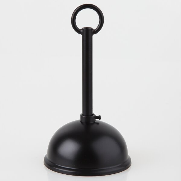 Lampen Baldachin Metall schwarz lackiert 80x39 mm Kugelform mit Pendelrohr und Leuchtenaufhänger