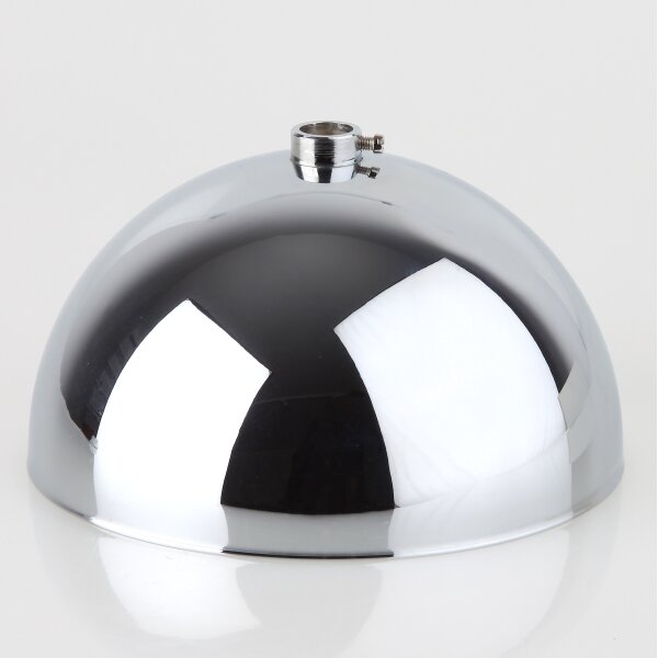 Lampen Baldachin Metall verchromt 120x62 mm große Kugelform mit Stellring für 10 mm Pendelrohr