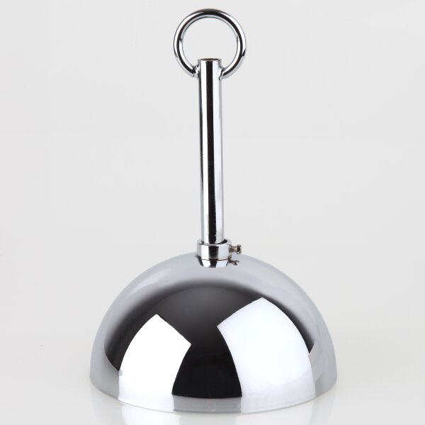 Lampen Baldachin Metall verchromt 50x100 mm Kugelform mit Pendelrohr und Leuchtenaufhänger