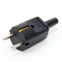 Schutzkontakt-Stecker schwarz mit Knickschutztülle...