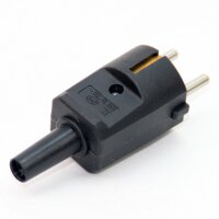 Schutzkontakt-Stecker schwarz mit Knickschutztülle...