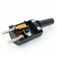 Schutzkontakt-Stecker schwarz mit Knickschutztülle – 250V/16A – aus schlagfestem Thermoplast, Kaiser