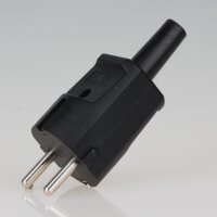Schutzkontakt-Stecker schwarz mit Knickschutztülle – 250V/16A – aus schlagfestem Thermoplast, Kaiser