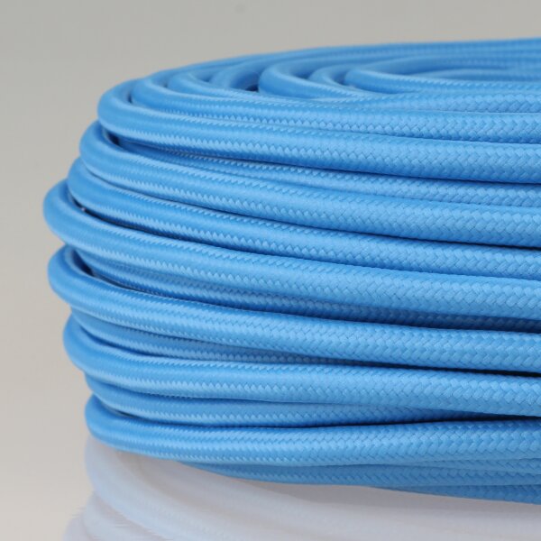 Textilkabel Stoffkabel himmelblau 3-adrig 3x0,75 Gummischlauchleitung 3G 0,75 H03VV-F textilummantelt