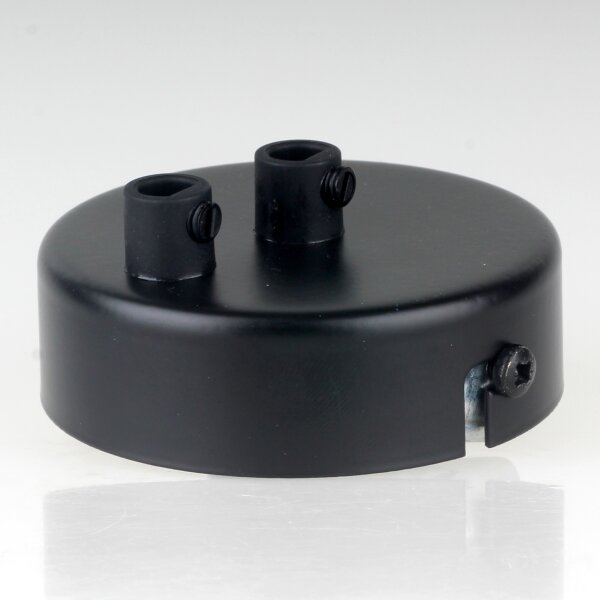 Lampen Zier-Baldachin Metall schwarz Ø 80 mm für 2 Lampenpendel mit Zugentlaster
