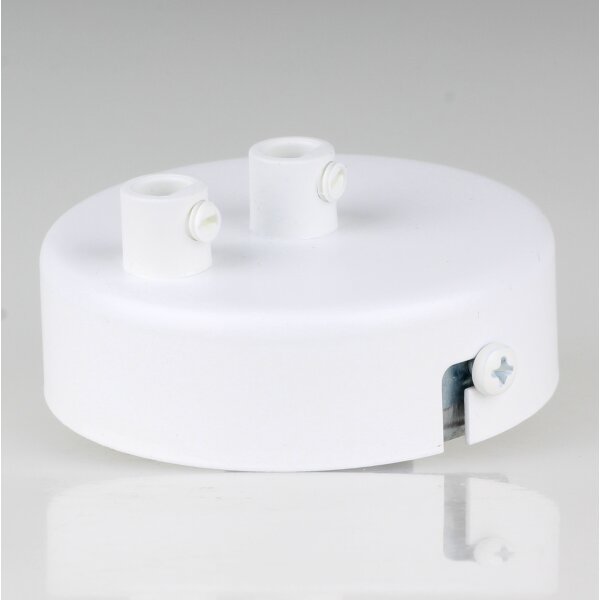 Lampen Zier-Baldachin Metall weiß Ø 80 mm für 2 Lampenpendel mit Zugentlaster