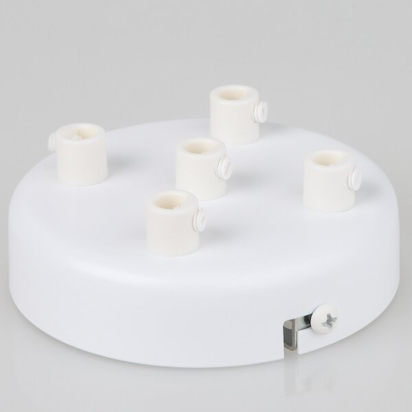 Lampen Zier-Baldachin Metall weiß 100x25 mm für 5 Lampenpendel mit Metall-Zugentlaster