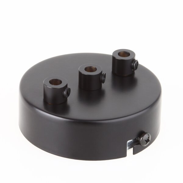 Lampen Zier-Baldachin Metall schwarz Ø 80 mm für 3 Lampenpendel mit Metall-Zugentlaster