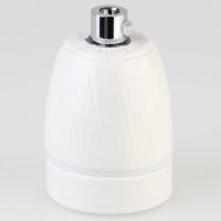 E27 Premium Porzellan-Lampenfassung glasiert, inkl. Metall-Zugentlaster verchromt 250V/4A M10x1 IG