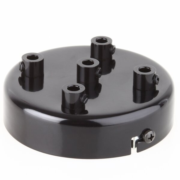 Lampen Zier-Baldachin Metall schwarz 100x25 mm für 5 Lampenpendel mit Metall-Zugentlaster