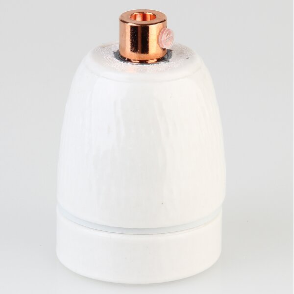 E27 Premium Porzellan Lampenfassung mit Metall-Zugentlaster verkupfert 250V/4A M10x1IG