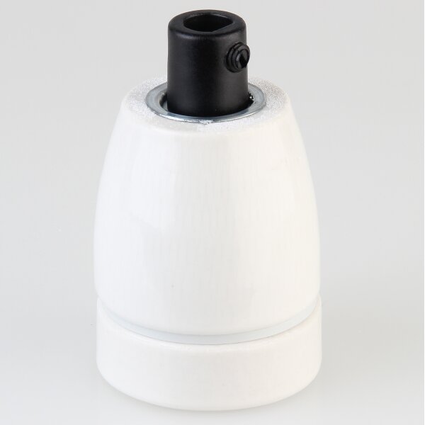 E27 Premium Porzellan Lampenfassung mit Kunststoff-Zugentlaster schwarz 250V/4A M13x1 IG