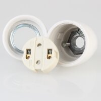 E27 Premium Porzellan Lampenfassung mit Kunststoff-Zugentlaster weiß 250V/4A M13x1 IG