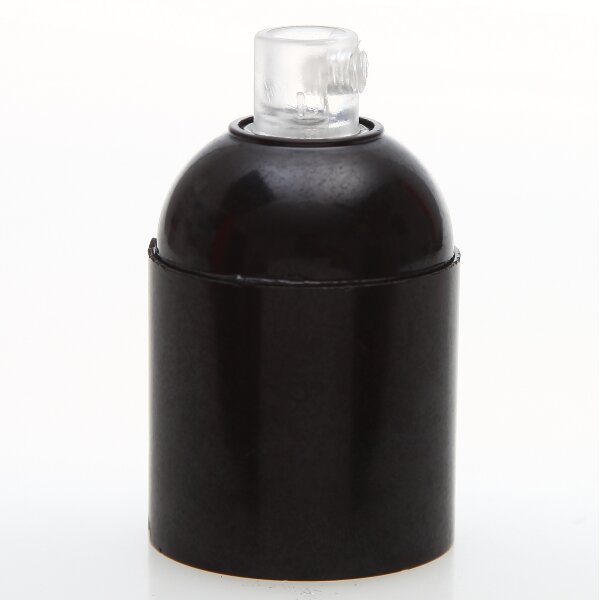 E27 Bakelit Glattmantel Lampenfassung schwarz mit Zugentlaster transparent