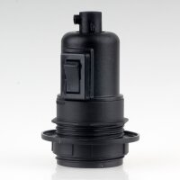 E27 Lampenfassung schwarz mit Teilgewindemantel,...
