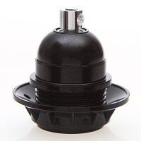 E27 Bakelit Lampenfassung schwarz mit Teilgewindemantel,...