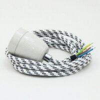 Textilkabel Lampenpendel schwarz-weiss mit E27...