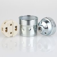 E27 Premium Metall-Lampenfassung verchromt ohne...