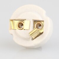 E14 Metall-Lampenfassung Premium vermessingt mit Zugentlaster weiß, Glattmantel, M10x1 IG