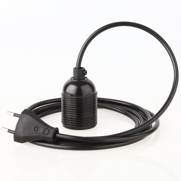 PVC Lampenpendel E27 mit Bakelit-Fassung Gewindemantel, schwarz – Kabellänge wählbar 1-10 Meter