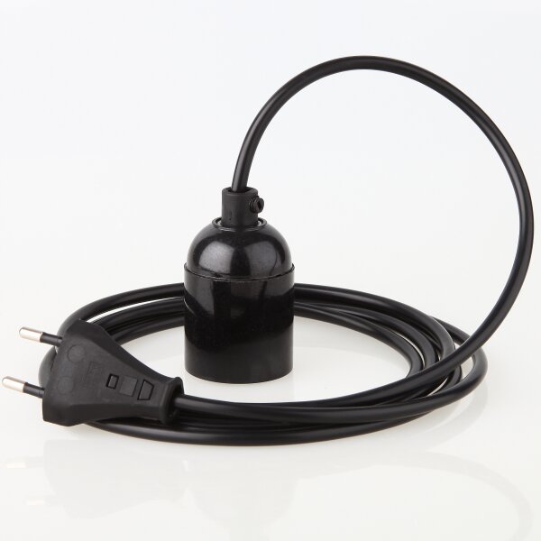 PVC Lampenpendel E27 mit Bakelit Gewindemantel-Fassung, schwarz – Kabellänge wählbar 1-10 Meter