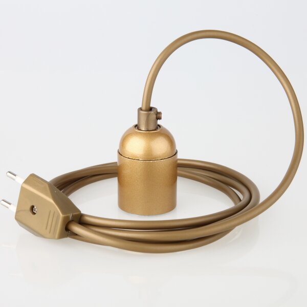 PVC Lampenpendel E27 mit Bakelit-Fassung, gold – Kabellänge wählbar 1-10 Meter