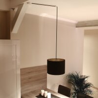 Lampen Distanz-Aufhänger „Affenschaukel“ mit Baldachin – Schwarz, Kunststoff, Umlenkung von Kabeln