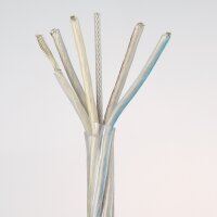 PVC-Lampenkabel transparent 5-adrig 5x0,75 mm² mit Stahlseil als Zugentlastung – hitzebeständige Spezialleitung - Meterware