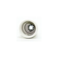 E27 Premium Porzellan-Lampenfassung glasiert, inkl. Metall-Zugentlaster Nickel matt edelstahloptik 250V/4A M10x1 IG