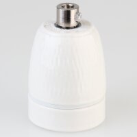 E27 Premium Porzellan-Lampenfassung glasiert, inkl. Metall-Zugentlaster Nickel matt edelstahloptik 250V/4A M10x1 IG
