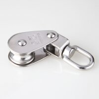 Umlenkrolle / Blockseilrolle Edelstahl Ø 25 mm mit drehbarem Wirbel – für Kabel und Seile bis Ø 10 mm